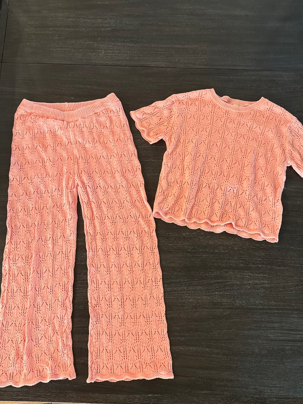 Jessica Simpson Girls Peach Knit Matching Shirt and Pants Large 10